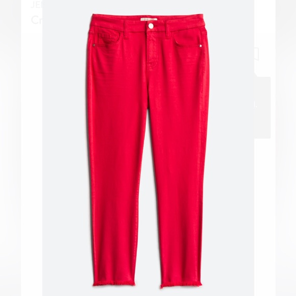 7 For All Mankind Denim - JEN7 BY 7 FOR ALL MANKIND Cropped Frayed Hem Skinny Jean, Red, size 14–like new